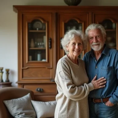 Restaurierung Familie Klein vor Bauernschrank